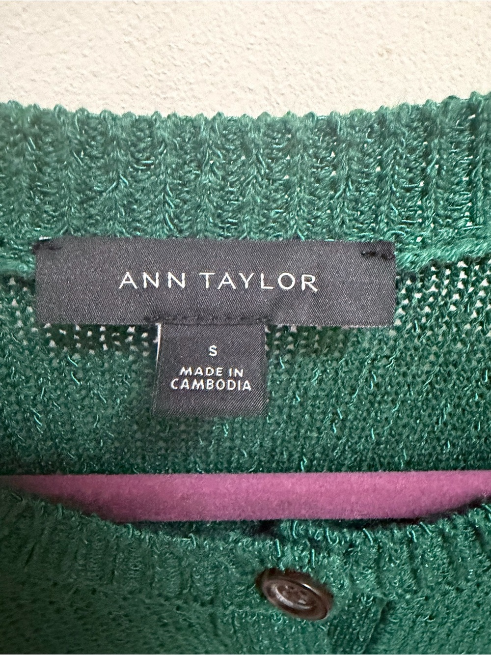 Ann Taylor Emerald Green, Button Front Cardigan Sweater - Size Small